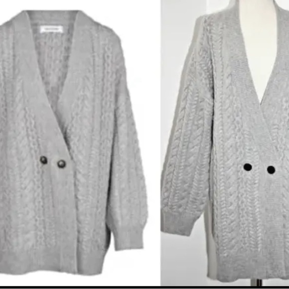 NAADAM Oversized Double Breasted Wool Cashmere-Blend Cable Knit Cardigan XL $520 - Picture 2 of 9